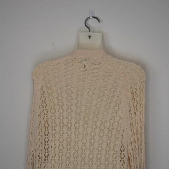 Urban Outfitters Crochet Cardigan Sz S Longline Neutral Boho Fairy Minimalist - Picture 6 of 13